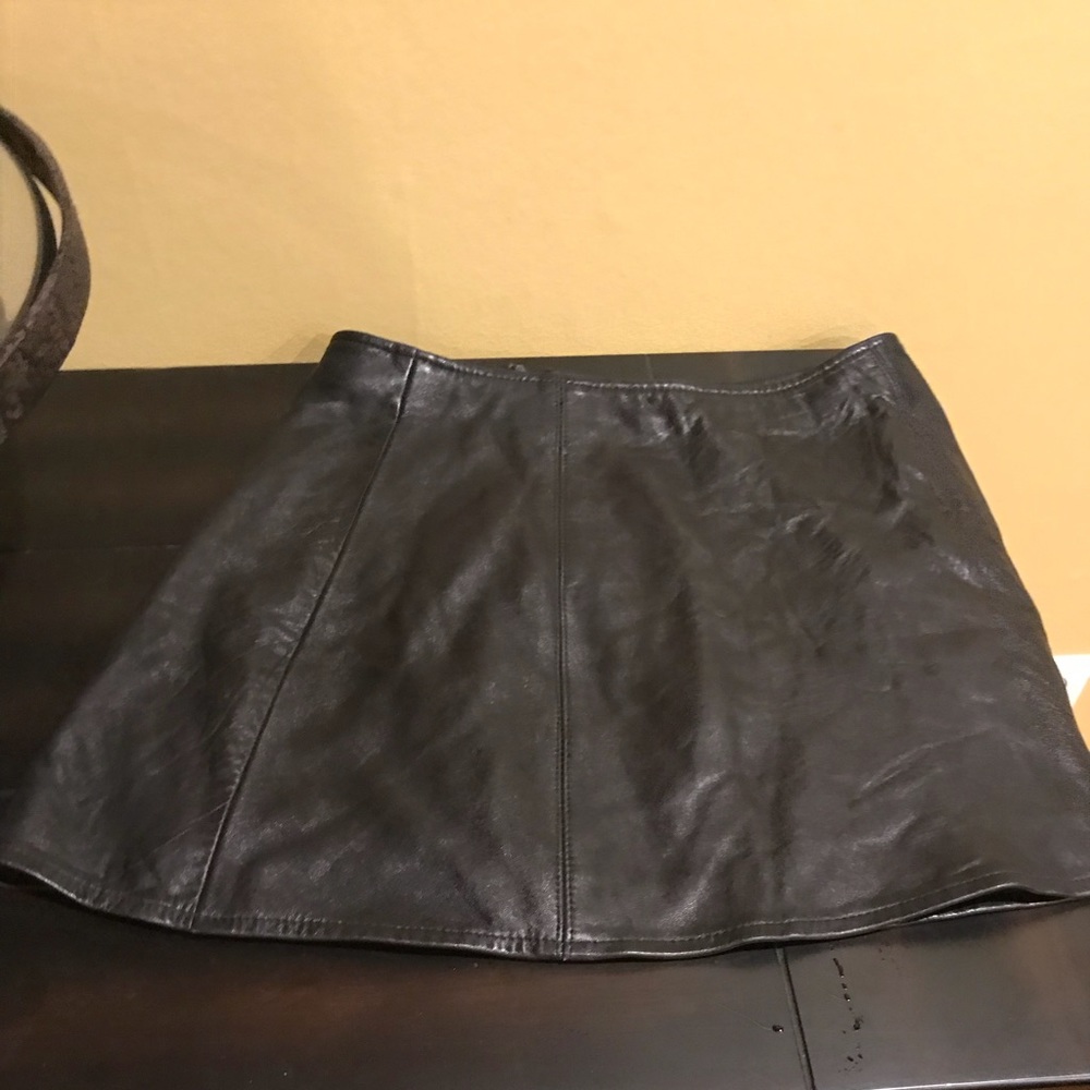 Black leather mini shirt